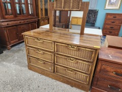 Vintage Bamboo Motif Dresser with Mirror