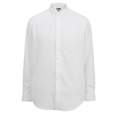 2179P5 | EDWARDS Banded Collar Batiste Shirt | L | WHITE