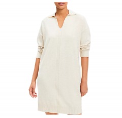 2175P5 | LOFT Rib Trim Collared Mini Sweater Dress