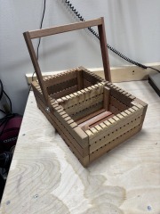 CUSTOM MADE TEAKWOOD GARDEN\/HOUSE BASKET W\/DIVIDERS