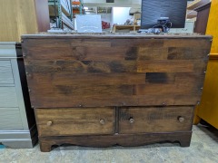 Dk Pine Cedar Chest on 2 Drawer Stand