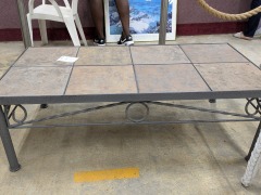 Tile Top Metal Base Patio Coffee Table