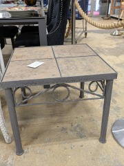 Tile Top Metal Base Patio End Table