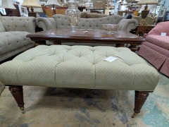 Ethan Allen Green Rectangle Ottoman