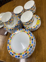 Pier 1 Hand Painted Italy Checker Dish Set of 30