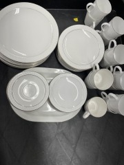 Centura by Corning Dishware with Silver Rim (set of 56)