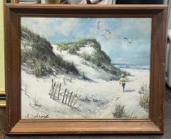 Child in the Sand Seascape Framed Art