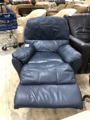 Blue Faux Leather Recliner