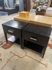 Black Modern Sleek Nightstands (Each)