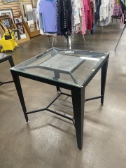 Slate Metal and Glass Side Table