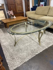 Gold Metal Legged Glass Top Coffee Table