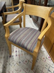 Blonde Wood Armchair with Vibrant Cushion