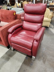 Modern Red And Chrome Leather Recliner