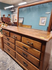 Vintage Solid Wood Link Taylor Lowboy w\/ Mirror