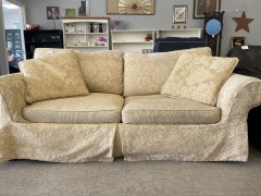 Tan floral couch