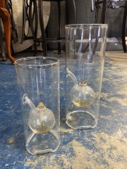 Vintage Wolfard Handblown Glass Oil Lamp Set