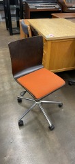 Wooden Look Orange Cushion Office Chair