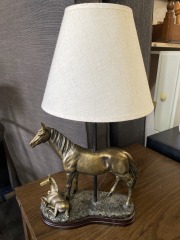 Horse and Foal Statue Parlor Lamp