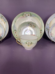 Antique MZ Altrohlau Czechoslovakia Lusterware Cup\/Saucer\/Plate Sage Set
