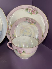 Antique MZ Altrohlau Czechoslovakia Lusterware Cup\/Saucer\/Plate Pink Set