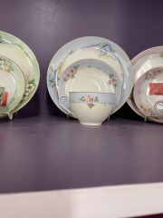 Antique MZ Altrohlau Czechoslovakia Lusterware Cup\/Saucer\/Plate Powder Blue Set