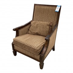 Brown Striped Lounge Chair w\/Pillow