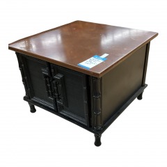 Black\/Brown Square 2 Door End Table