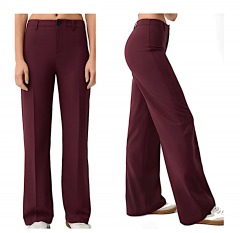 2241P6 | ASOS DESIGN Bershka Wide Leg Tailored Trousers | US 4 \/ UK 8 | BURGUNDY