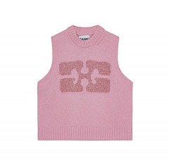 2258P6 | GANNI Graphic Wool Mix Vest | M | FRAGRANT LILAC