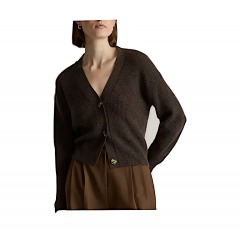 2261P6 | QUINCE Baby-Alpaca Cropped Cardigan | S | DARK WALNUT