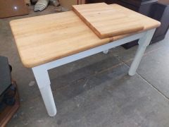 MAPLE BUTCHER BLOCK TABLE W\/WHITE BASE, 1 LEAF