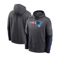 2294P8 | NIKE Men's Anthracite New England Patriots 2024 Sideline Club Pullover Hoodie | L | GREY
