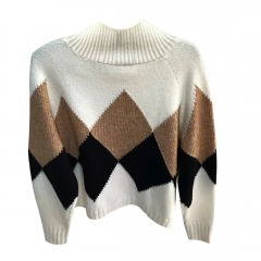 2285P8 | EXPRESS Jusper Cardigan | M | IVORY\/BLACK\/BROWN