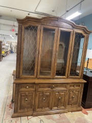 Thomasville Gold Lattice Burl Wood China Cabinet