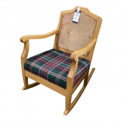 Cane Back Plaid Cushion Rocking chair