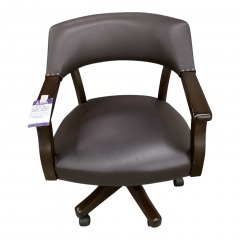Dark Brown Leather Rolling Office Chair