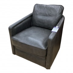 Hooker Furn. Dark Grey Leather Swivel Chair