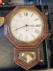 Antique E.N. Welch Octagon Rosewood Wall Clock (Has Keys As Is)