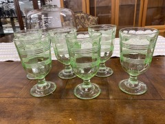Martha Stewart Green Retro Glass Goblet Set of 6