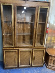 MCM Gold Trim & Rattan Motif China Cabinet