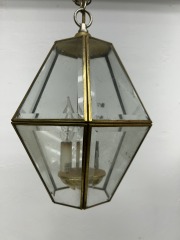 Gold and Glass Geometric Lighting Fixture