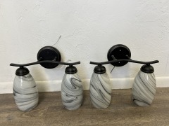 Vanity Light Fixture Black and White 2-lite