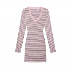 2323R4 | FRANKIES BIKINIS Sweetheart Knit Mini Dress | XS | ROSEWATER STRIPE