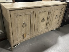 3 Door Light Wood Entertainment Center - New