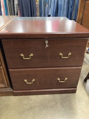 Cherry Finish Lateral Filing Cabinet with Key