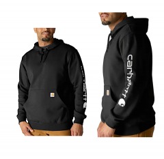 2326R5 | CARHARTT Loose Fit Midweight Logo Sleeve Graphic Hoodie | 2XL | BLACK