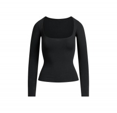 2328R5 | SKIMS Cotton Jersey Scoop Neck Long Sleeve Top | S | SOOT