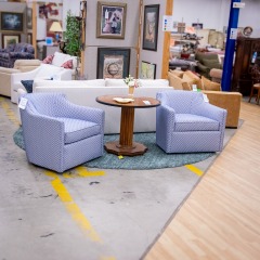 NEW Stone & Leigh Blue\/White Rhythm Swivel Club Chair