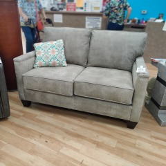 NEW Stone & Leigh Smokey Grey Leather Loveseat