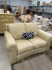 Tan Leather Loveseat